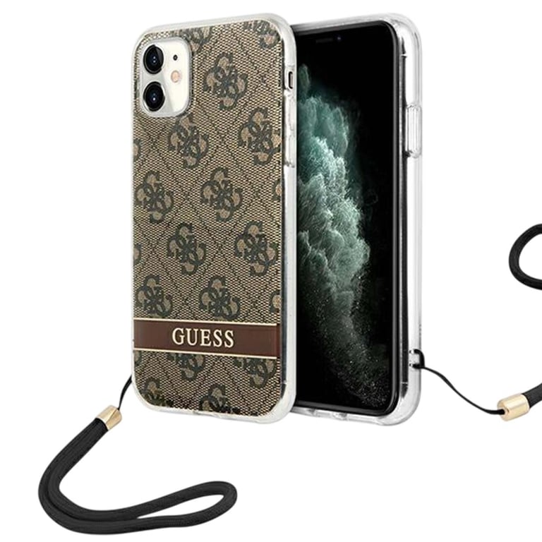 Guess Coque pour iPhone 11 Imprimée 4G avec Dragonne Détachable