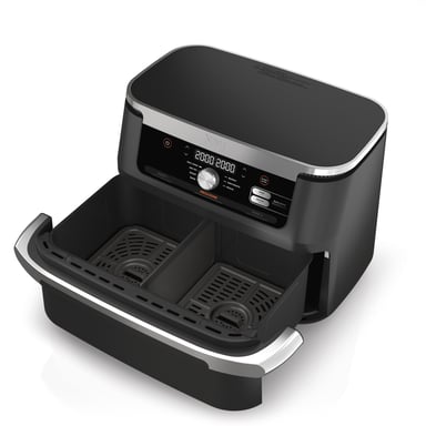 Ninja AF500EU Freidora Doble 10.4 L Autónomo 2470 W Freidora de Aire Caliente Negro, Acero Inoxidable