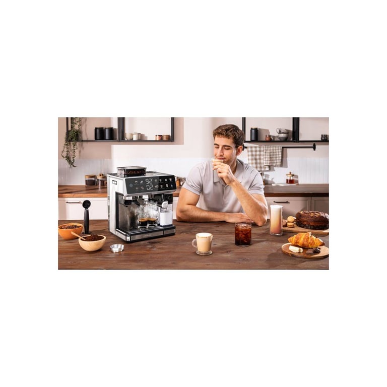 Machine expresso CECOTEC Power Espresso 20 Barista Grind & Latte 1350 W Inox/Noir avec moulin intégré - Neuf