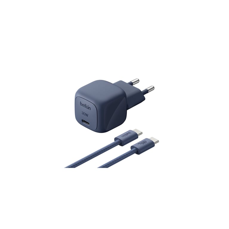 Belkin BoostCharge Chargeur USB C GaN avec Câble Tressé 2 Neuf