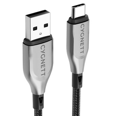 CYGNETT Cable USB-C a USB-A Serie Armoured Charge 60W y 480 Mbps Sync de 1m Negro