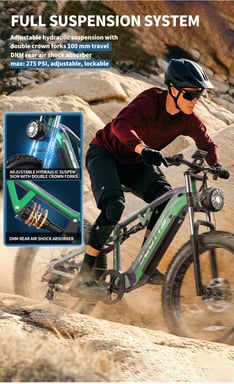 Bicicleta eléctrica DUOTTS-E26 Batería Samsung de 48 V y 20 Ah Bicicleta eléctrica con cambio de color dinámico Potente motor Bafang Sistema de cambio SHIMANO de 8 velocidades Bicicleta eléctrica de montaña