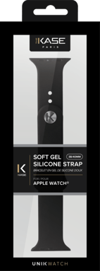 Bracelet en gel de silicone doux pour Apple Watch® Series 1/2/3/4 38/40mm, Noir de jais