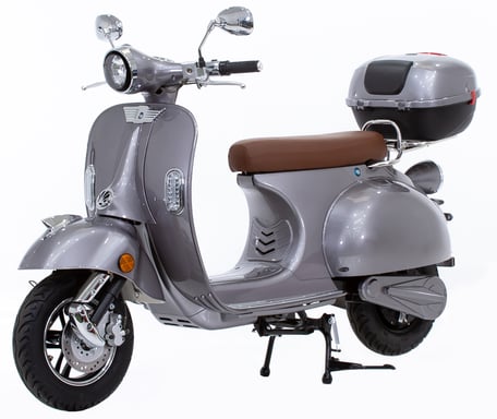 Retro50 - Scooter électrique 50cc - moteur 2900 W - batterie 72V 27Ah, gris