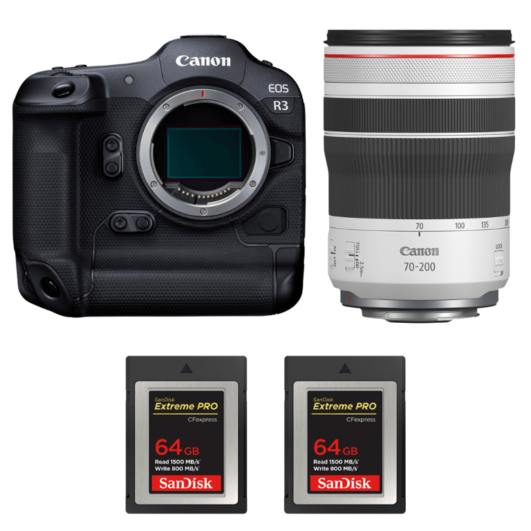 Appareil photo hybride Canon EOS R3 + RF 70-200mm f/4 L IS USM + 2 ...