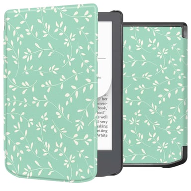 imoshion Design Slim Hard Case Sleepcover pour Pocketbook Verse / Verse Lite / Verse Pro / Vivlio Light / Light HD - Smoke Green Flowers