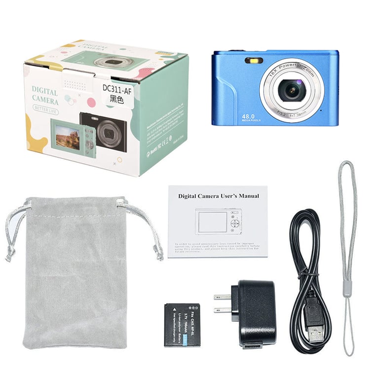 Appareil photo numérique 1080P 48 mégapixels Caméra Vlogging avec zoom 16X Blue - Neuf