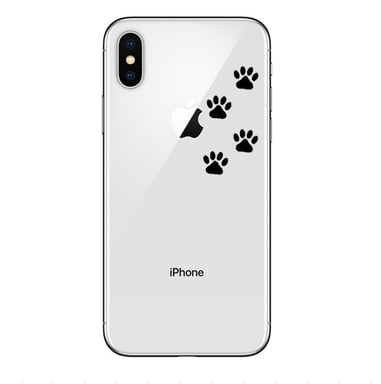 Coque Silicone IPHONE X Pattes de Chat Chien Fun APPLE Empreintes Traces Pomme Transparente Protection Gel Souple