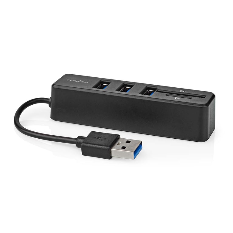 Nedis USB 2.0 Hub 3 Ports USB A + Lecteur carte micro SD