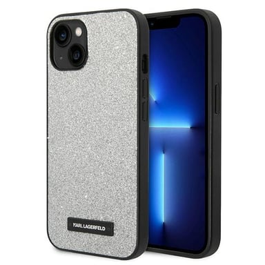 Custodia Karl Lagerfeld per iPhone 14 Plus 6,7'' nero Logo Glitter Plate