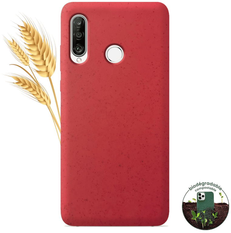 Coque silicone unie compatible Biodégradable Rouge Huawei P30 Lite