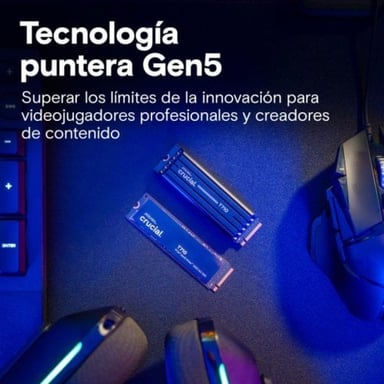 Disco Duro Crucial 1 TB SSD M.2 PCIe 5.0 14900 MB/s T710 Lectura/Escritura Secuencial