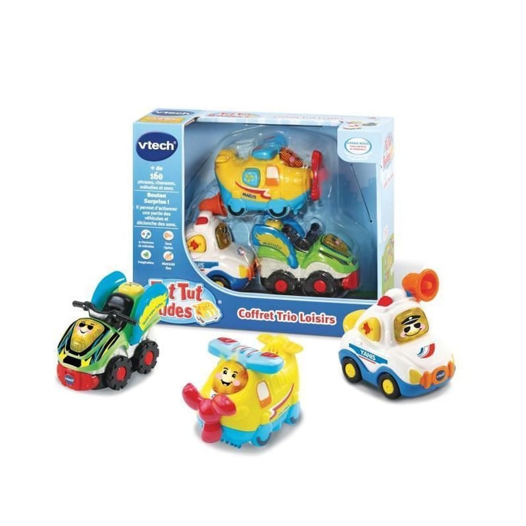 VTech Tut Tut Bolides Coffret Trio Loisirs 3 Voitures Interactives Avion Ã€ Hélices Voiture De Police Et Quad Jouet Musical Et Sonore Cadeau Enfant De Ã€ Contenu en Français - vue 7