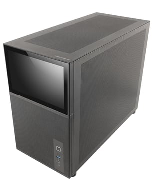 Mars Gaming MC-LCD, Caja PC Compacta Micro-ATX, Pantalla LCD IPS 8'', Rejilla Mesh Lateral, Superior y Frontal, Ventana Lateral Cristal Templado, Minitorre Gaming con Diseño de Panel Modular, Negro