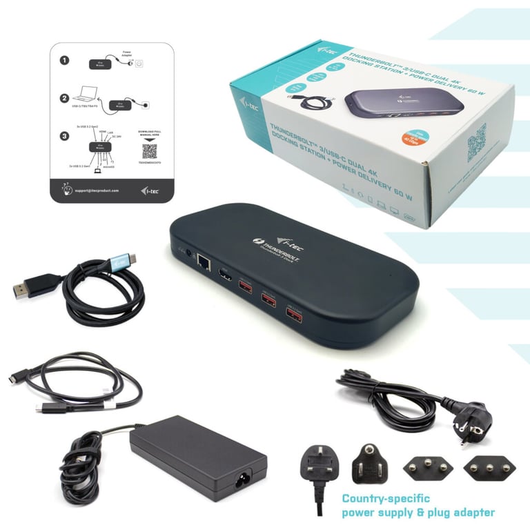 i tec Thunderbolt 3USB C Dual 4K Docking Station + Power Delivery - vue 3