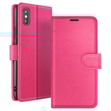 Zanaé Funda tipo cartera para iPhone X / XS con función de soporte y lengüeta magnética Fucsia
