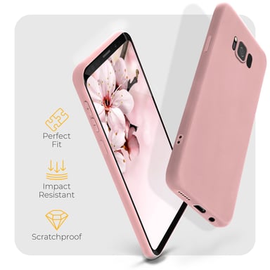 Moozy Minimalist Series Coque en silicone pour Samsung S8, Rose Beige – Finition mate fine et souple en TPU