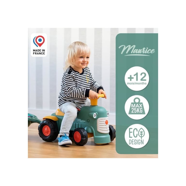 Porteur tracteur Maurice FALK Volant directionnel et remorque 100% Fabriqué en France 90% de plastique recyclé Dès - vue 4