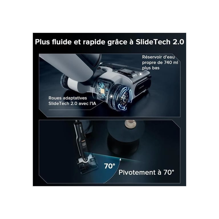 ROBOROCK F25 ACE COMBO Aspirateur Laveur sans Fil 5 en 1 Puissance 20 kPa Lavage à Chaud à 90 °C Auto Nettoyage Automatique - vue 5
