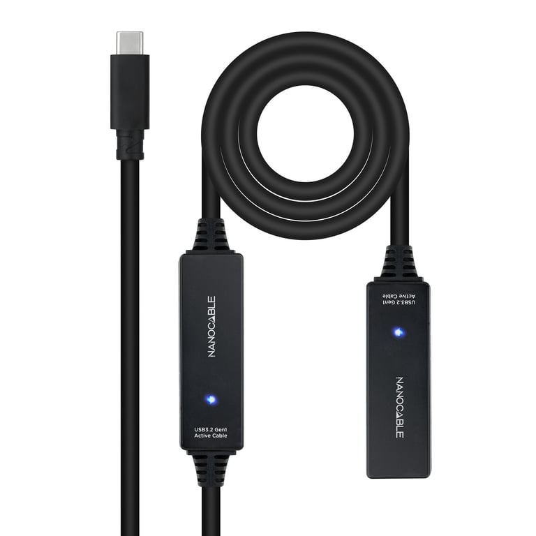 Nanocable 10.01.1312 câble USB USB 3.2 Gen 1 (3.1 Gen 1) 10 m USB C Noir - Neuf