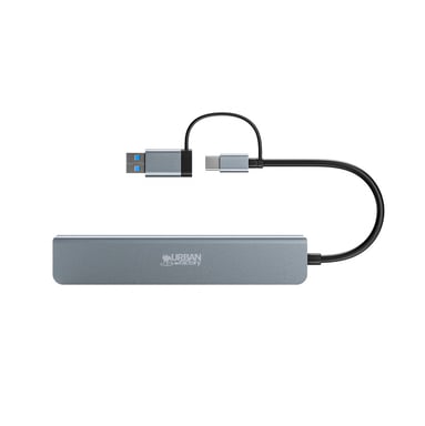 Urban Factory MHC70UF base para portátil y replicador de puertos Alámbrico USB 3.2 Gen 1 (3.1 Gen 1) Type-A + Type-C Gris