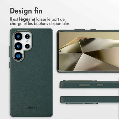 Accezz Coque arrière en cuir avec Magsafe pour Samsung Galaxy S25 Ultra - Cedar Green