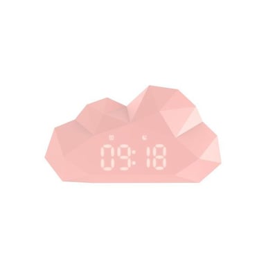 Réveil Digital Lumineux Mini Cloudy - Horloge Table de Nuit & Bureau - avec Fonction Snooze - pour Adultes et Enfants - Design Moderne et Original - Décoration Chambre - Petit Format - Rose - Mob