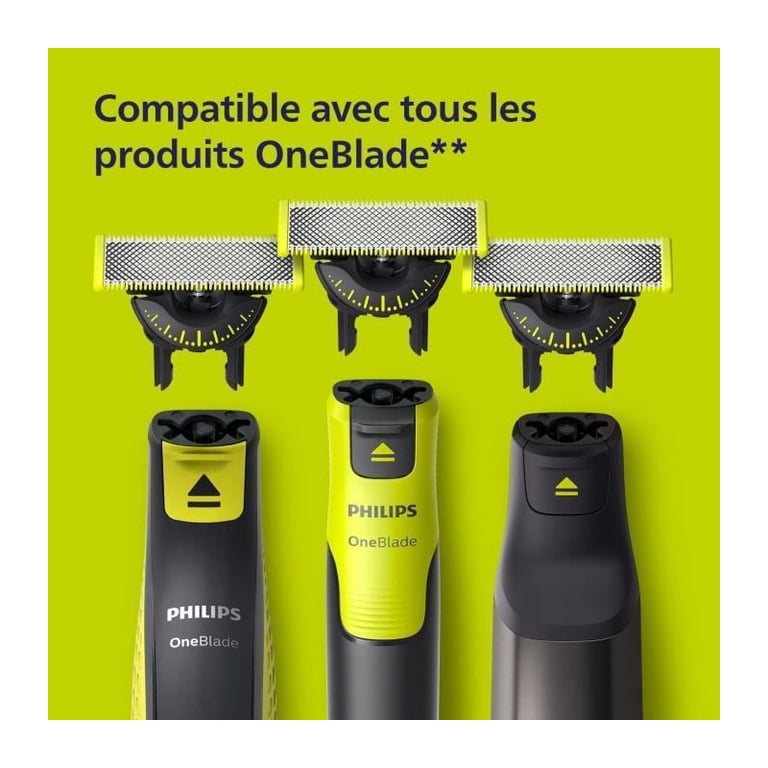 Lames de rechange - PHILIPS - OneBlade QP624/50 - Acier inoxydable - 2 lames - Protection peau - Neuf
