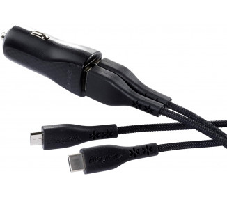 Caricabatterie da auto ENERGIZER LW 2,4A 2USB+USB-C2.0 +Micro cavo Bk