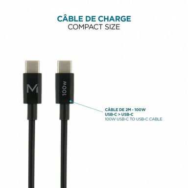 Mobilis Charger 100W 2USB C 1USBA GaN cable 100W Portátil, Smartphone, Tableta Negro Corriente alterna Interior
