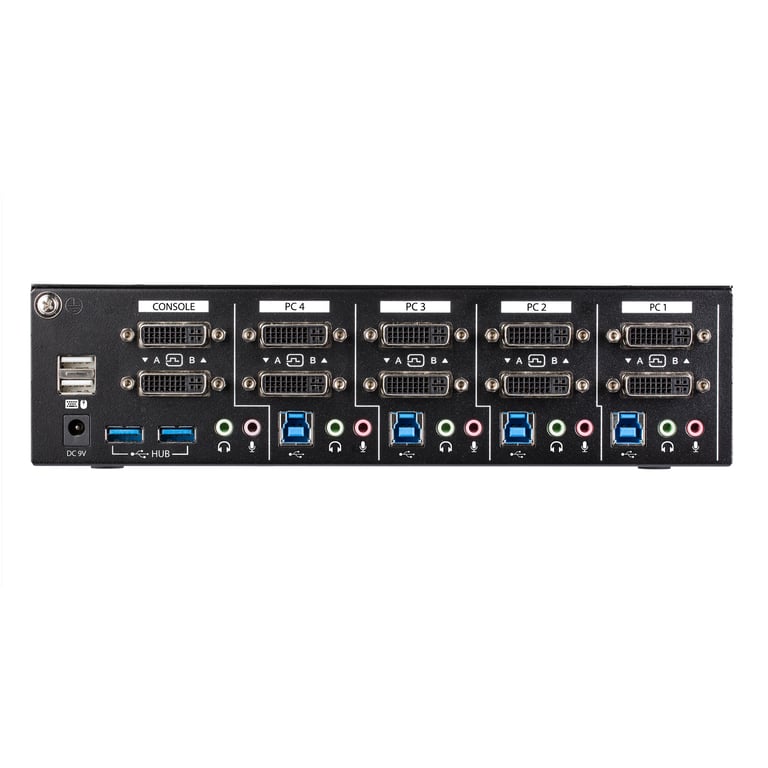 StarTech.com KVM switch écran clavier USB à 4 ports Dual Link DVI avec hub USB 3.0 Commutateur KVM DVI conforme aux exigences TAA Commutateur écran clavier audioUSB de bureau... - vue 3