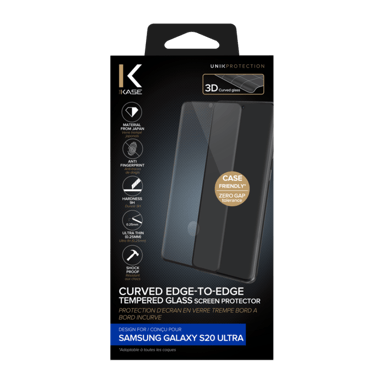 Protector de pantalla de cristal templado de borde a borde para Samsung Galaxy S20 Ultra, Negro