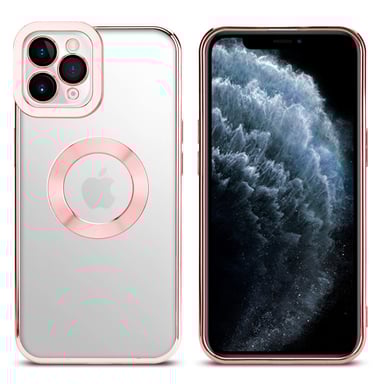 Coque pour Apple iPhone 11 PRO MAX en Transparent - Rose Housse de protection Étui en silicone TPU flexible avec application Chrome