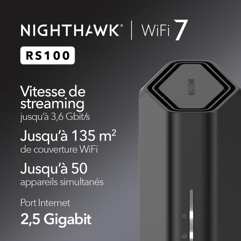 Netgear Nighthawk Dual Band Wi Fi 7 RS100 - vue 3