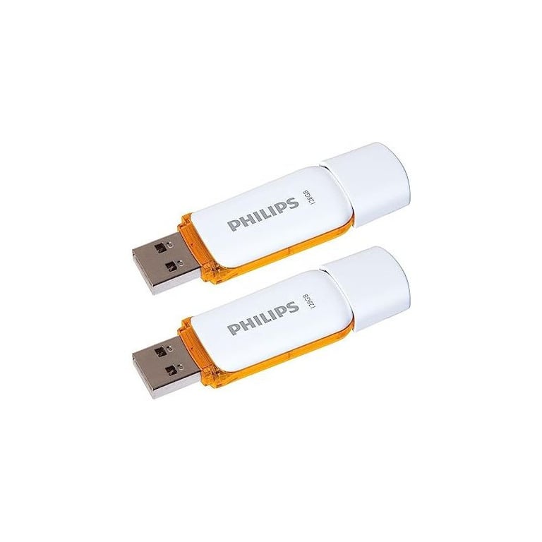 Pack de 2 Clés USB Philips Snow 2.0 128 Go Blanc et Orange - Neuf