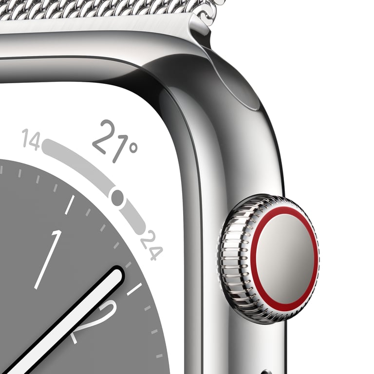 Watch Series 8 OLED 41 mm - Boîtier en Acier inoxydable Argent - GPS +  Cellular - Bracelet Milanais - Argent - Apple