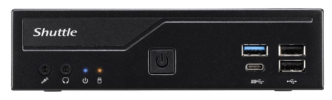 Shuttle Slim PC DH610, S1700, 1x HDMI, 2x DP, 1x 2,5'', 2x M.2, 2x LAN (Intel 1G + 2,5G), 2x COM, funzionamento 24/7, attacchi VESA