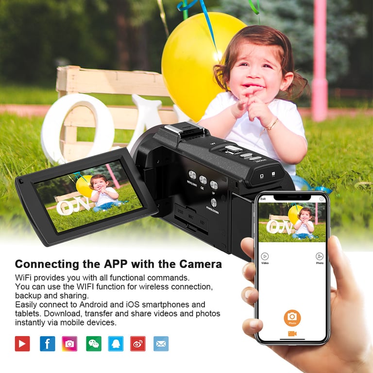 INF Caméra vidéo 4K UHD 48MP avec zoom 16x, objectif à grand angle et carte 32 Go - Neuf - vue 2