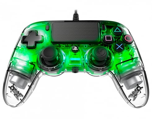 NACON PS4OFCPADCLGREEN mando y volante Verde, Transparente USB Gamepad Analógico/Digital PC, PlayStation 4