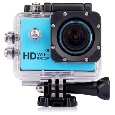 Caméra Wifi Sport Embarquée Plongée Caisson Caméscope Full HD 1080P Bleu 64 Go YONIS
