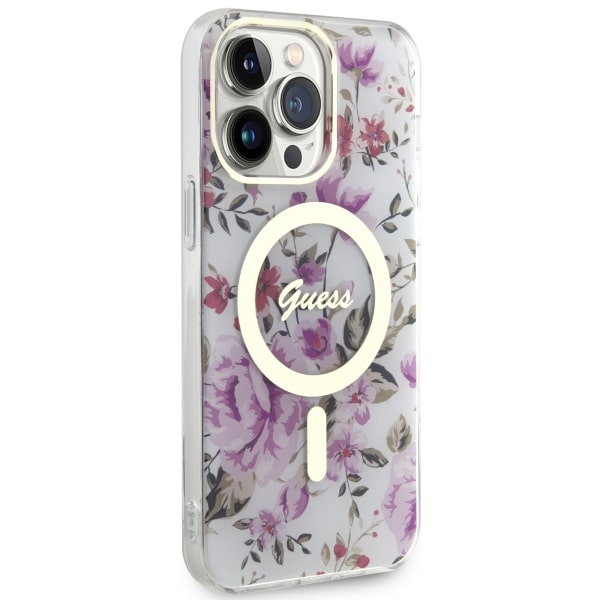 Guess Transparent Étui Flower Magsafe Pour Iphone 14 Pro Max - Neuf