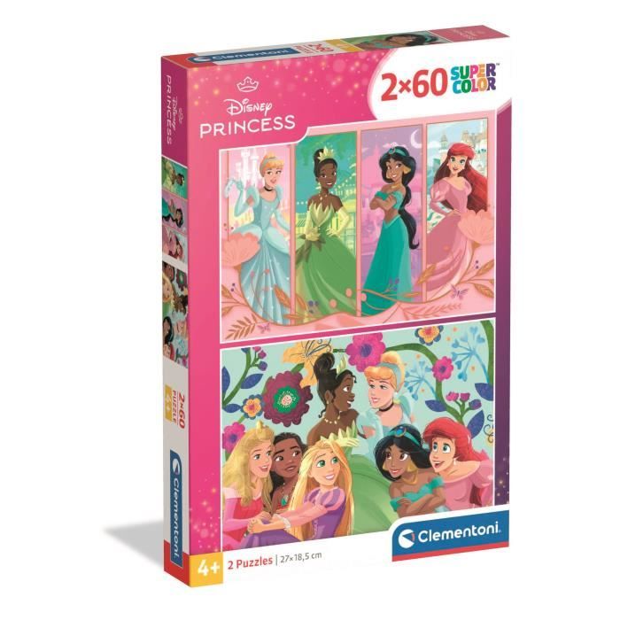 Clementoni Puzzle Enfant 2X60 Pièces Disney Princess Walt Disney Fabriqué en Italie 24824 - vue 4