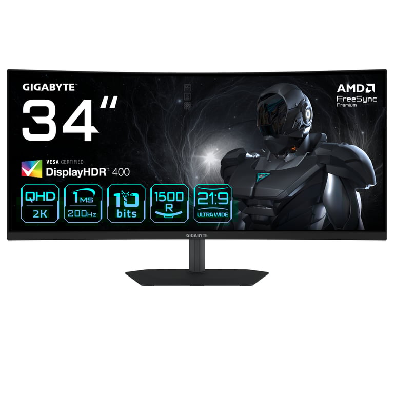 GIGABYTE G34WQC2 MONITEUR GAMING INCURVÉ 34” WQHD 3440 X 1440 200HZ 1MS 450 CDM² AMD FREESYNC PREMIUM DISPLAYHDR - vue 7
