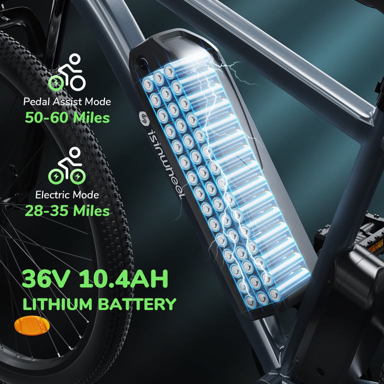 Vélo électrique isinwheel M10 pour adulte batterie 36 V 10 4 Ah vélo de montagne électrique de 26 pouces avec écran LCD Neuf - vue 5