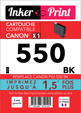 Canon PGI-550XL Cartouche BK Noire XL (pack plastique sécurisé)
