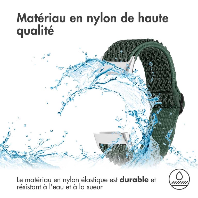 imoshion Bracelet en nylon élastique pour Fitbit Charge 5 - Vert - Neuf