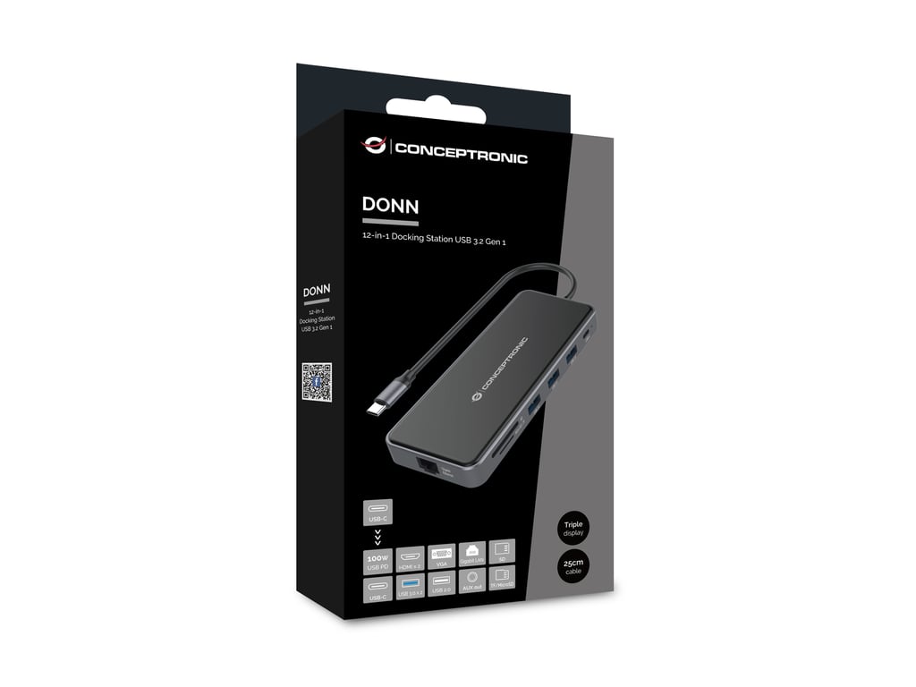 Conceptronic DONN15G station d'accueil Avec fil USB 3.2 Gen 1 3.1 Gen 1 Type C Neuf - vue 2