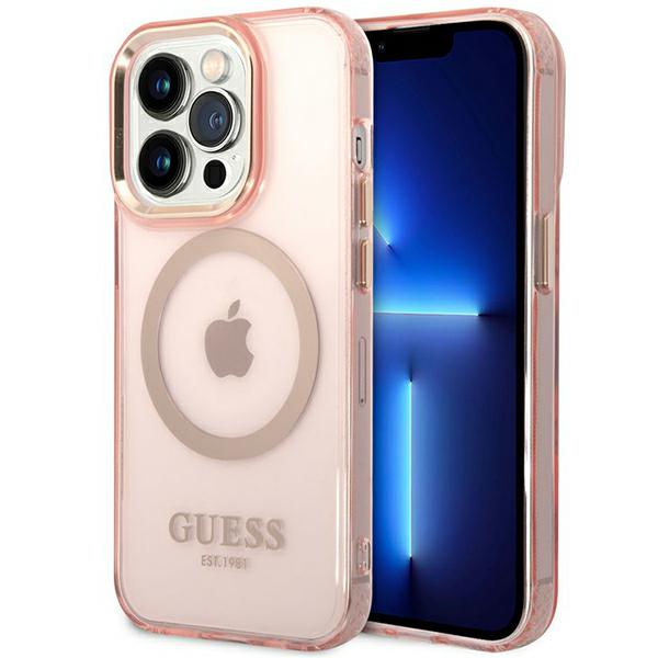 Guess Coque en TPU compatible Magsafe pour iPhone 14 Pro Max - rose