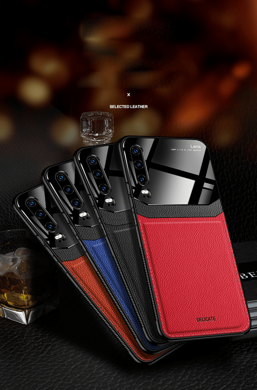 Coque Effet Cuir pour HUAWEI P30 Pro Plexiglass Protection