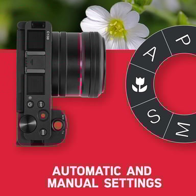 AgfaPhoto Realishot C130 – Appareil Photo Numérique Compact 16 MP avec Capteur CMOS, Écran Tactile LCD 2,8'', Stabilisation d'Image, Autofocus, Zoom, Batterie Rechargeable + Carte SD 64Go + Étui – Noir